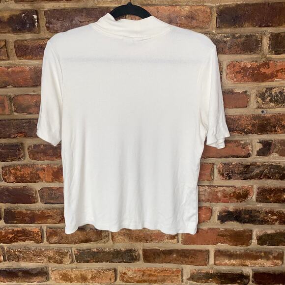 Joie White Knit Short Sleeve Mock Neck Lightweight Knit Top Women's Size XL - Picture 7 of 7